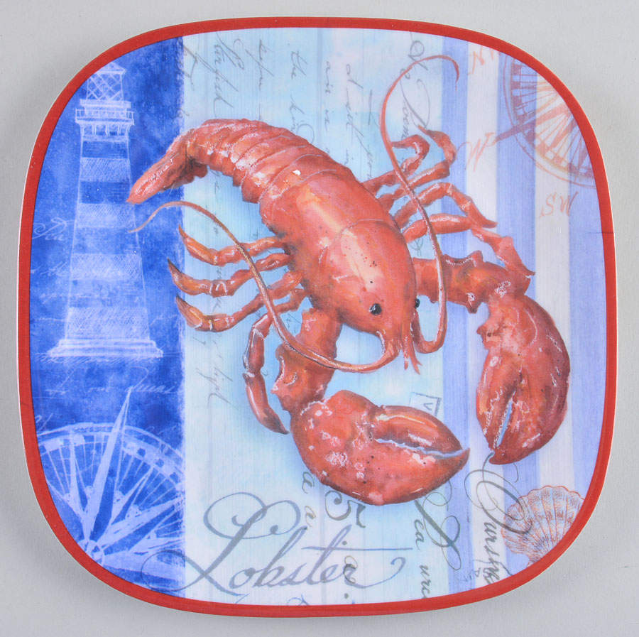 Lighthouse, Crab & Lobster Melamine Salad Plate by Certified International-1