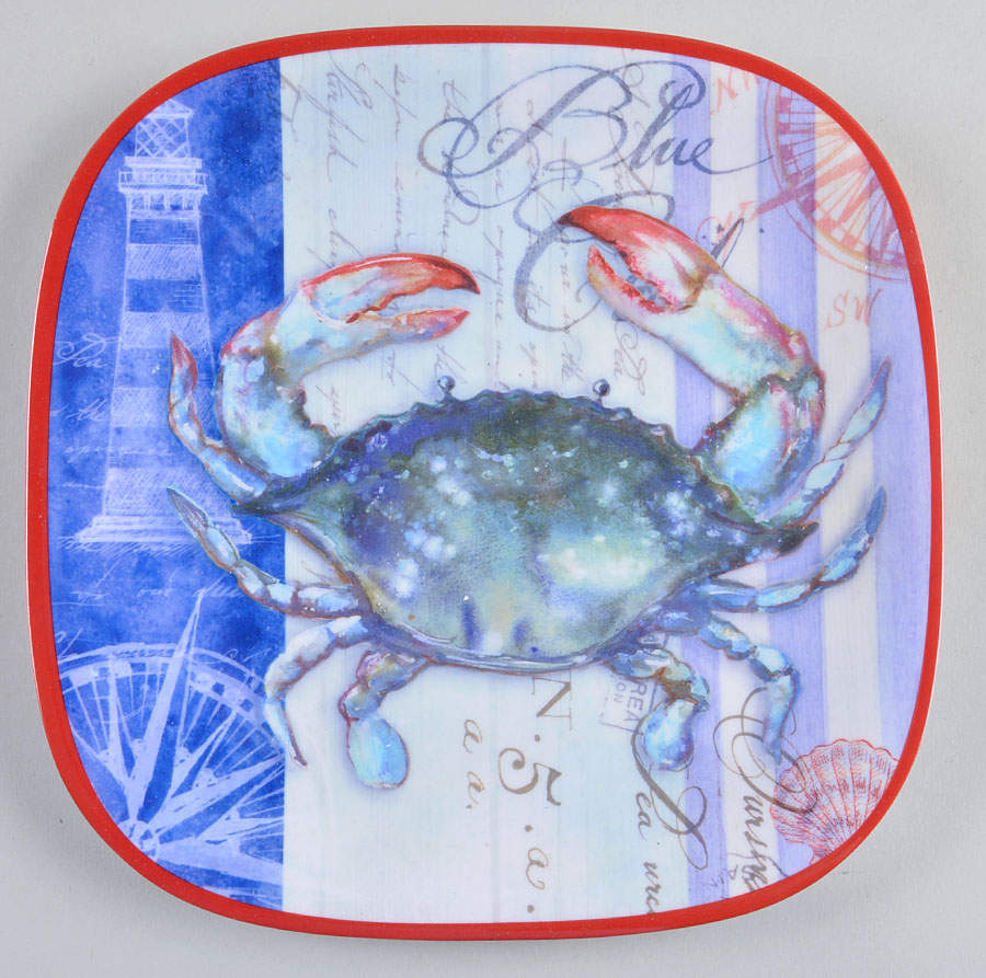 Lighthouse, Crab & Lobster Melamine Salad Plate by Certified International-1