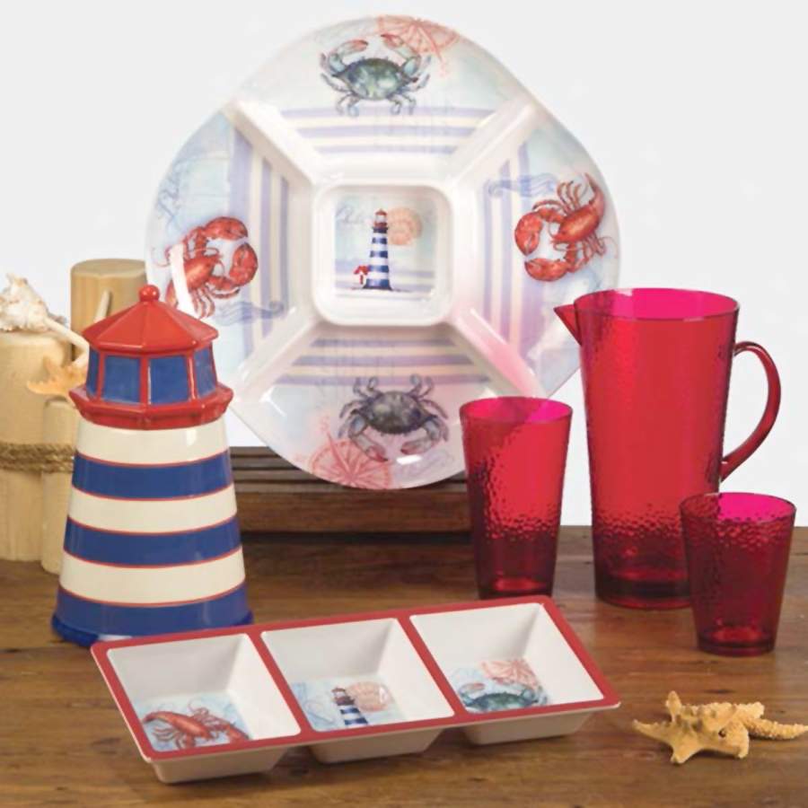 Lighthouse, Crab & Lobster Figural Cookie Jar & Lid by Certified International-1