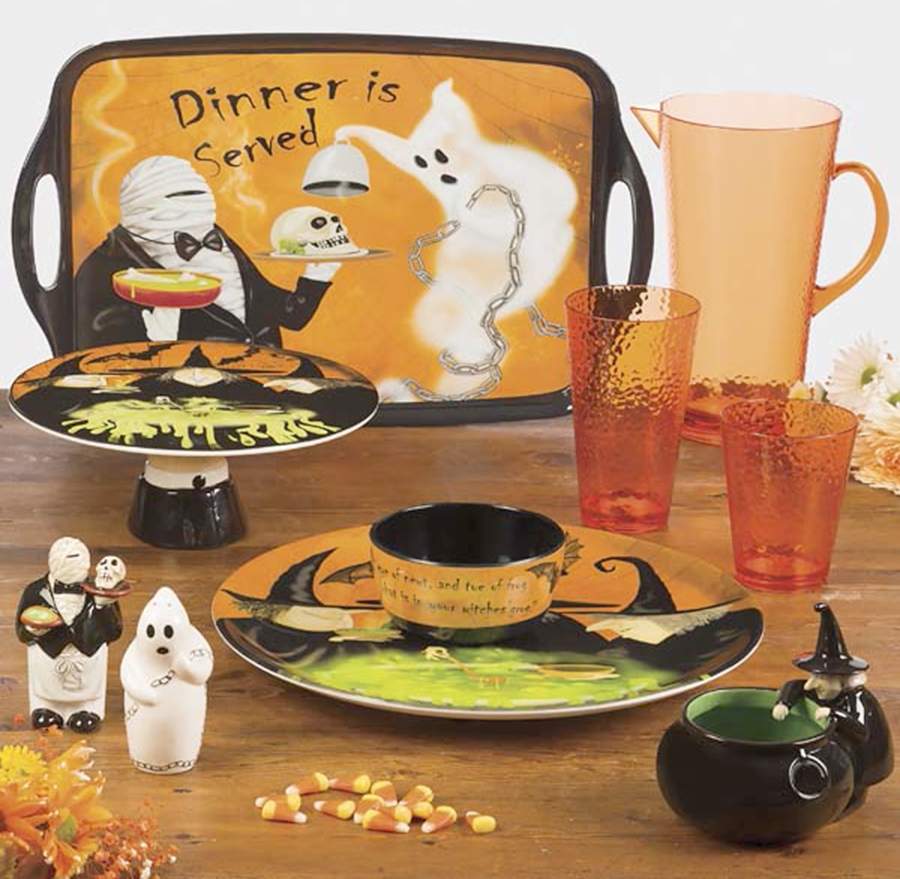 Eat, Drink & Be Scary 10" Diameter Pedestal Cake Stand by Certified International-1