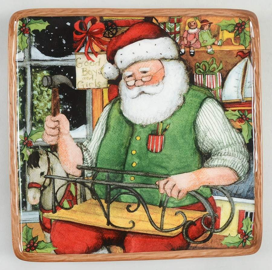 Santa's Workshop Dessert/Pie Plate by Certified International-1