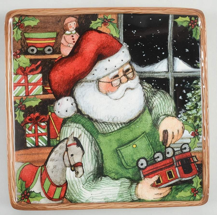 Santa's Workshop Dessert/Pie Plate by Certified International-1