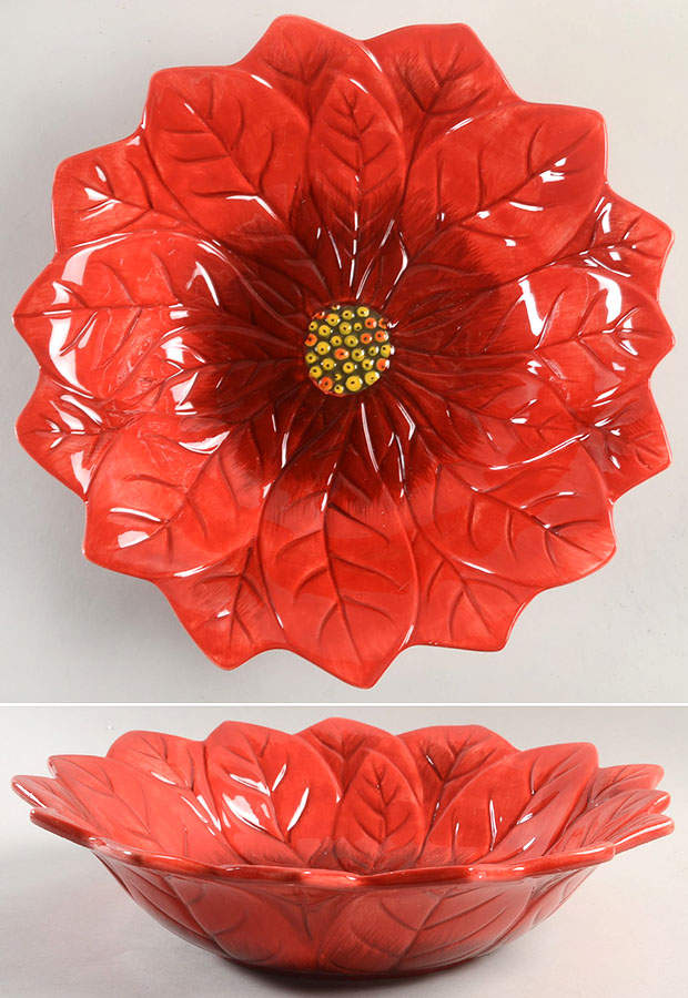 Botanical Christmas 13" Round Flower Bowl by Certified International-1