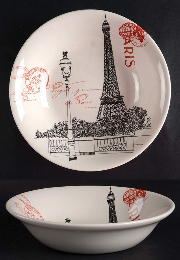 Parisienne Scene 9" Round Vegetable Bowl by Carly Dodsley-1