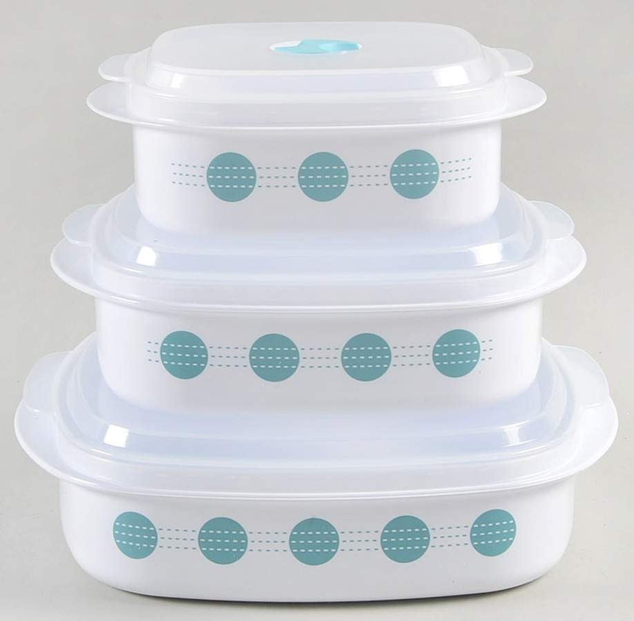 South Beach (Set of 3)Square Plastic Microwave Bowl w/Vent Lid by Corning Corelle-1