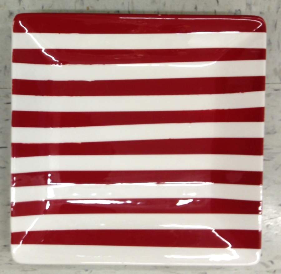 CYY4 Red Square Dinner Plate by Clay Art-1