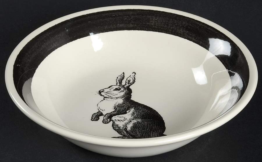 Rabbit Sketch Black 9" Round Vegetable Bowl by Carly Dodsley-1