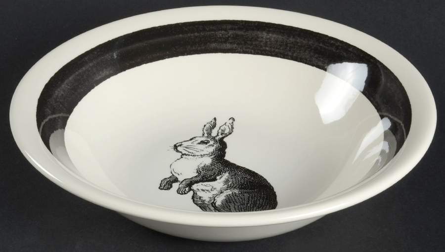 Rabbit Sketch Black 10" Round Vegetable Bowl by Carly Dodsley-1