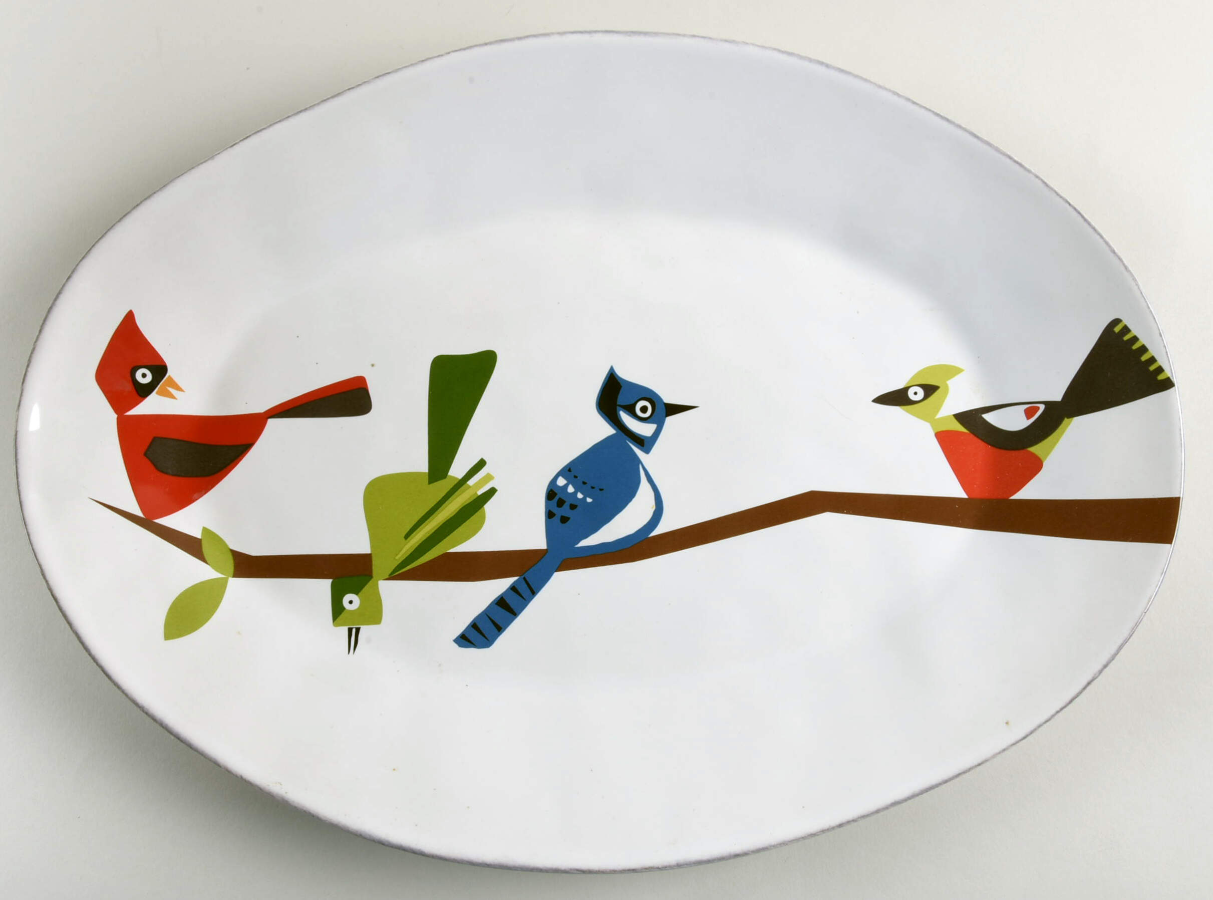 Marin Bird 15" Oval Serving Platter by Crate & Barrel-1