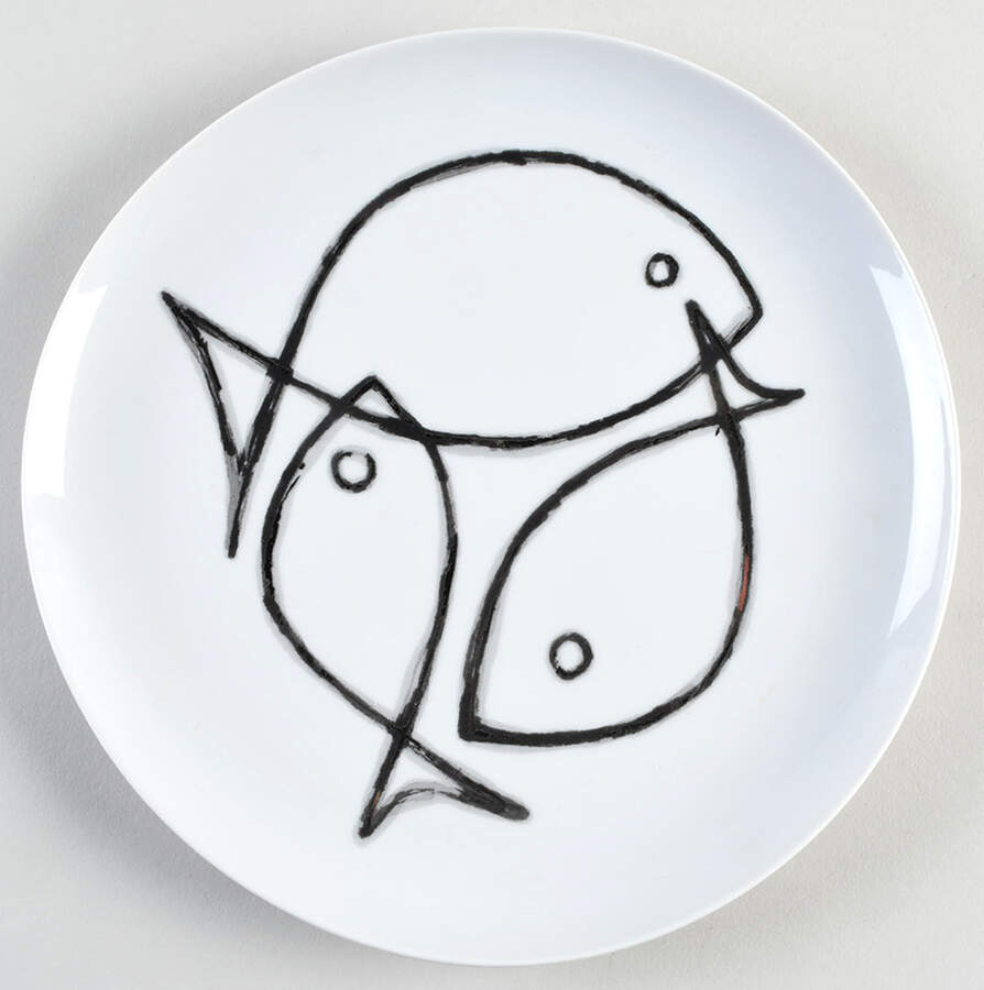 Fish Sketch Dinner Plate by Crate & Barrel-1