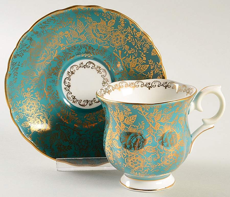 H117 Footed Cup & Saucer Set by Crown Staffordshire-1