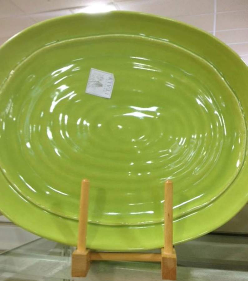 C7I4 Green 16" Oval Serving Platter by Ceramisia-1