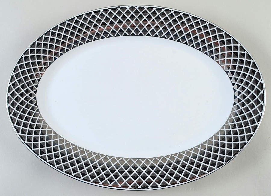 Lattis Platinum 16" Oval Serving Platter by Ciroa-1