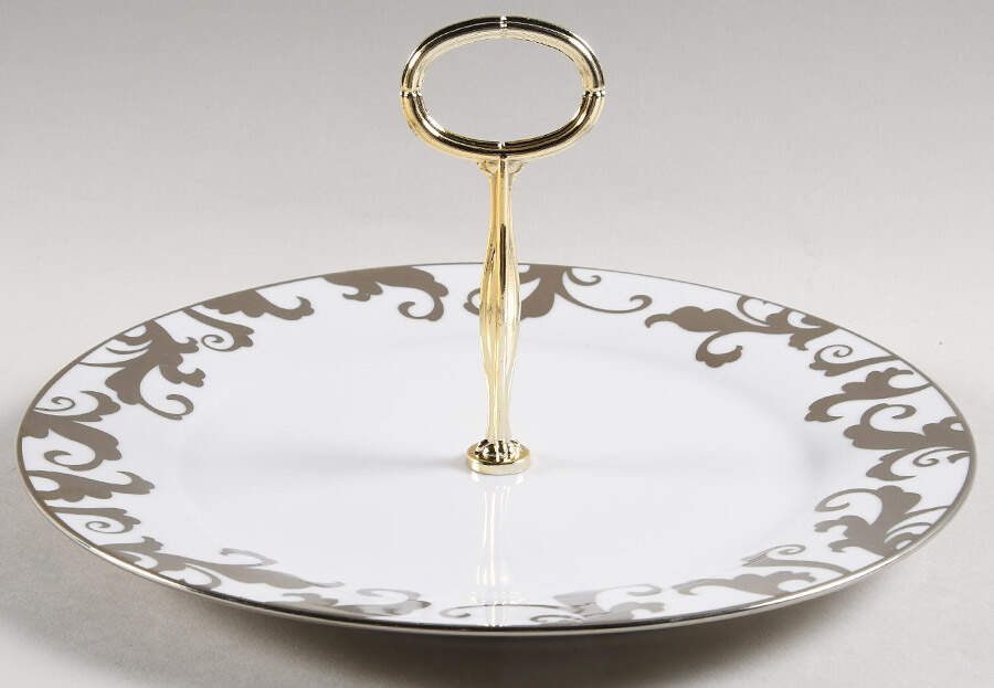 Fiori Platinum Round Serving Plate with Center Handle (Dp) Hc by Ciroa-1
