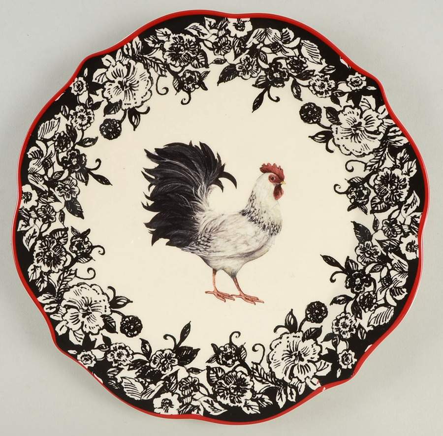 Rooster-Black Dinner Plate by Cracker Barrel-1