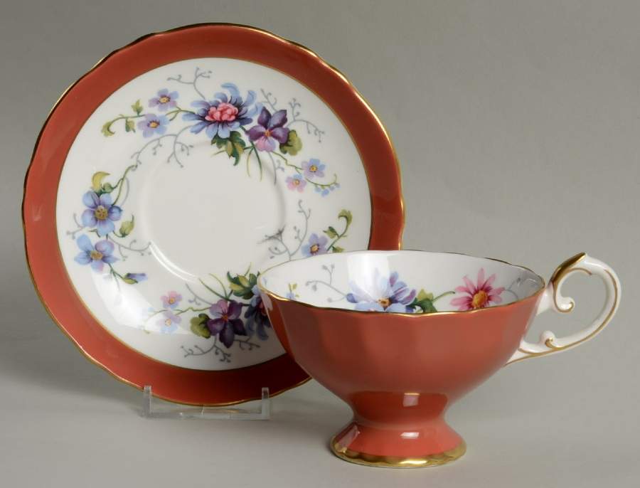 CRS209 Footed Cup & Saucer Set by Crown Staffordshire-1