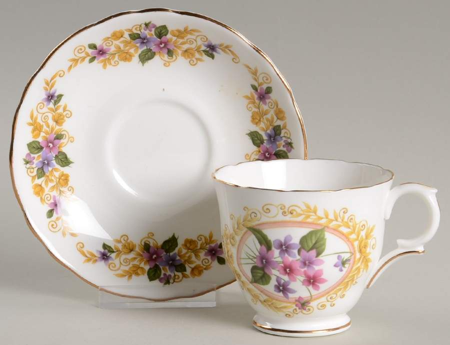 CRS210 Footed Cup & Saucer Set by Crown Staffordshire-1