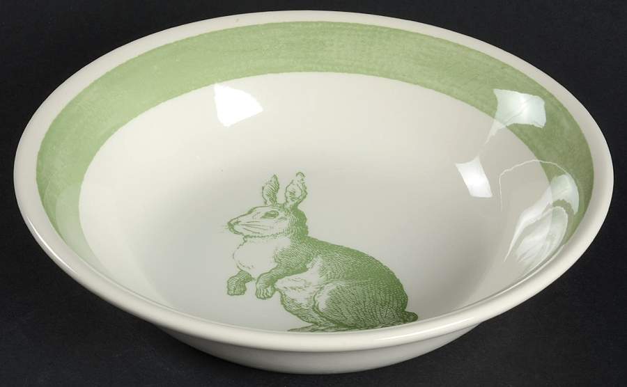 Rabbit Sketch Green 9" Round Vegetable Bowl by Carly Dodsley-1