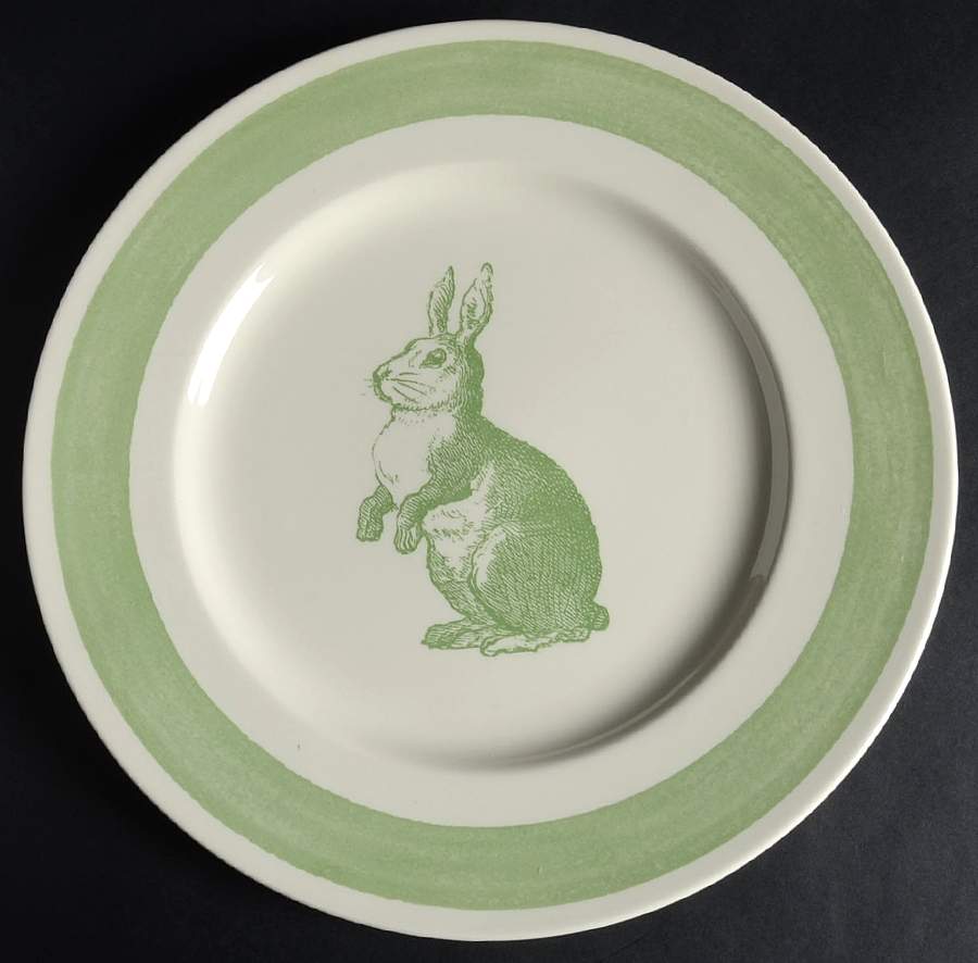 Rabbit Sketch Green 12" Chop Plate (Round Platter) by Carly Dodsley-1