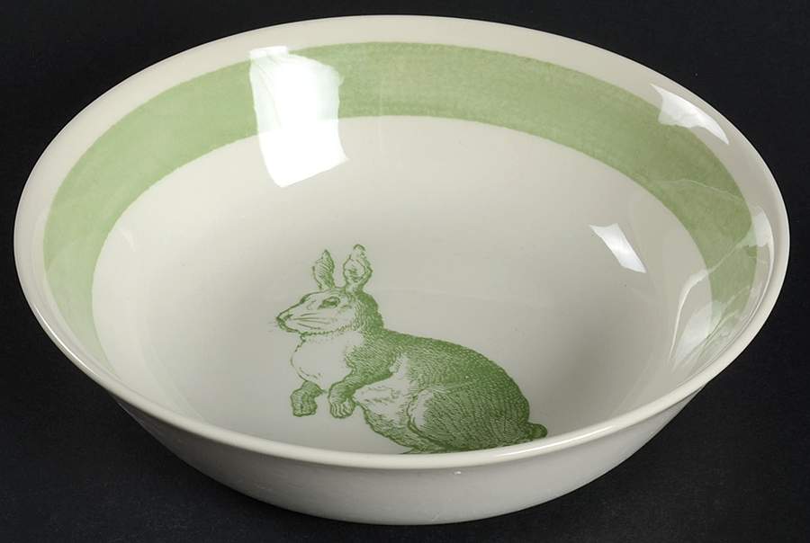 Rabbit Sketch Green Coupe Cereal Bowl by Carly Dodsley-1