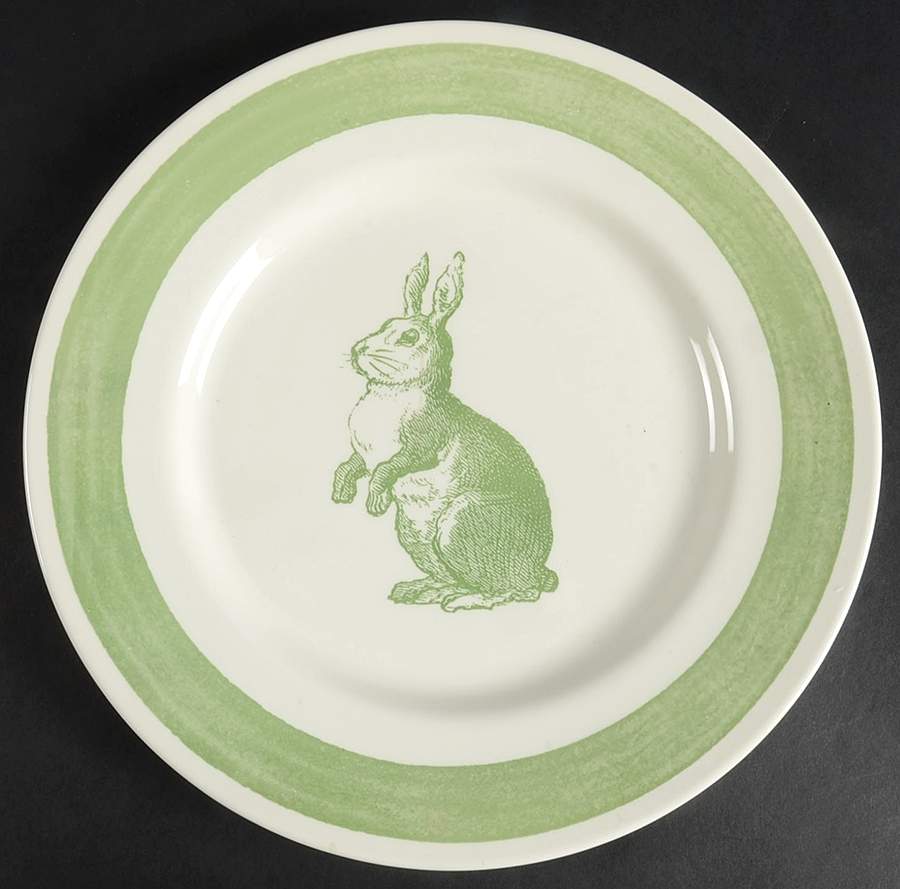 Rabbit Sketch Green Dinner Plate by Carly Dodsley-1