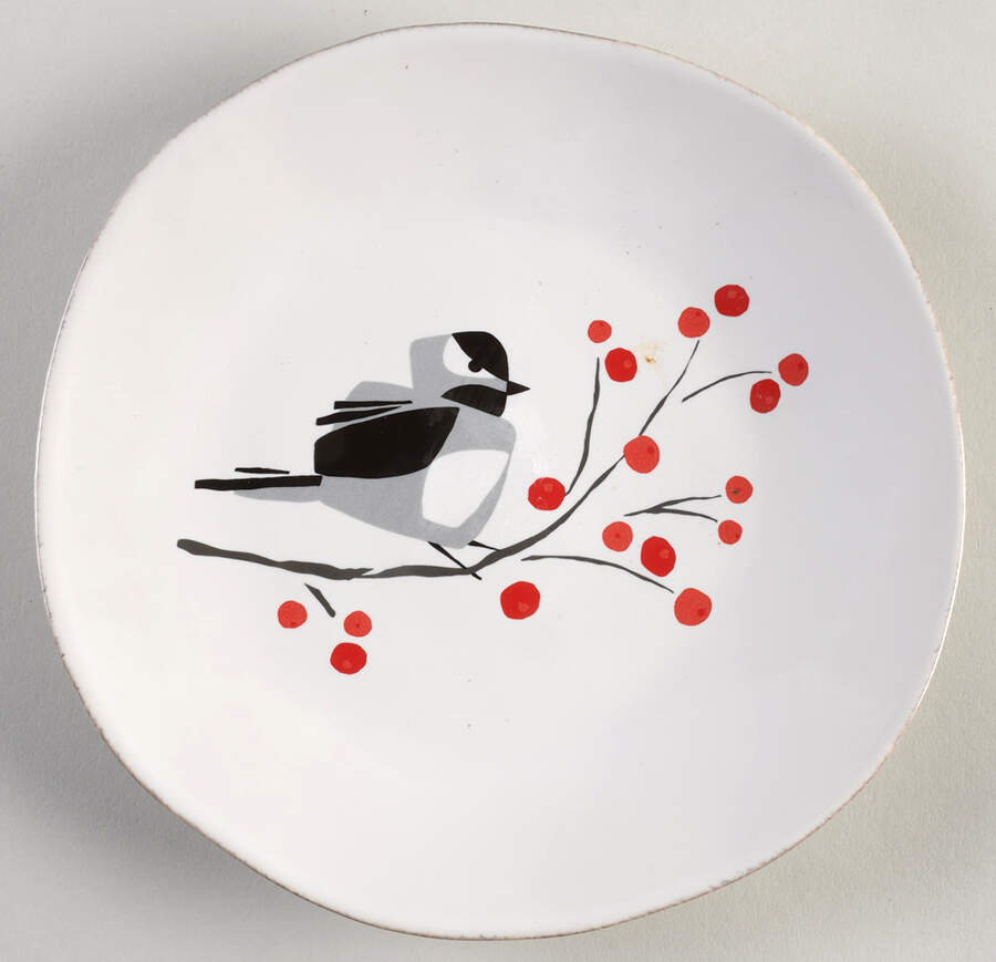 Marin Winter Birds Salad Plate by Crate & Barrel-1