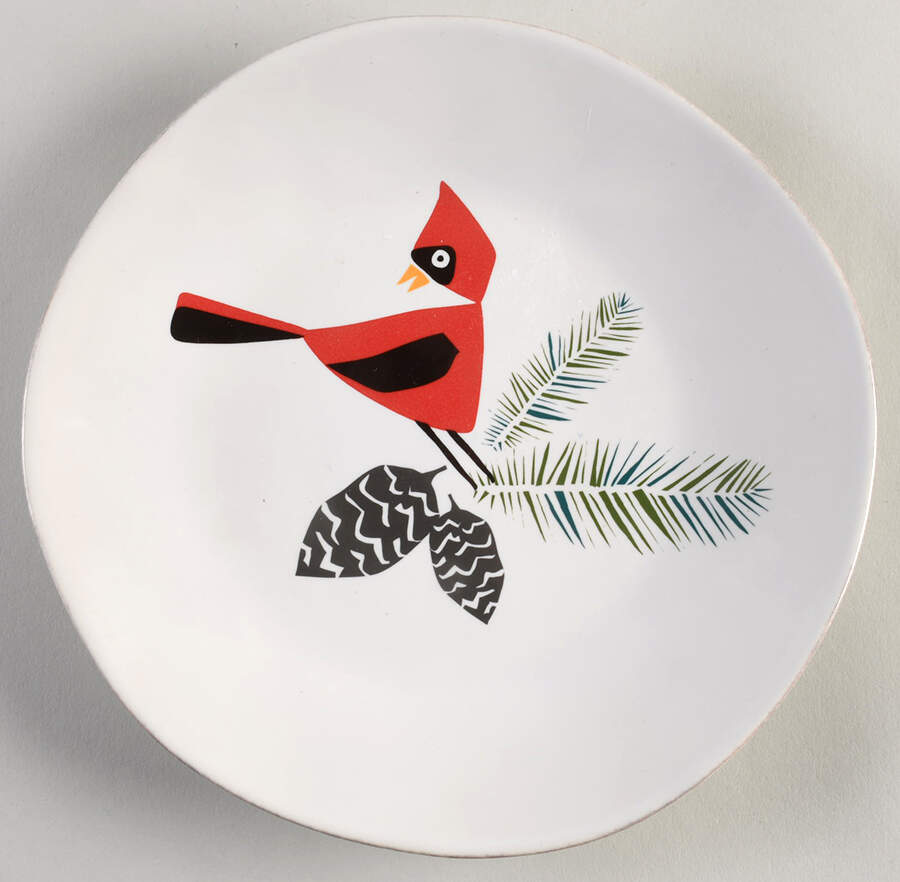 Marin Winter Birds Salad Plate by Crate & Barrel-1