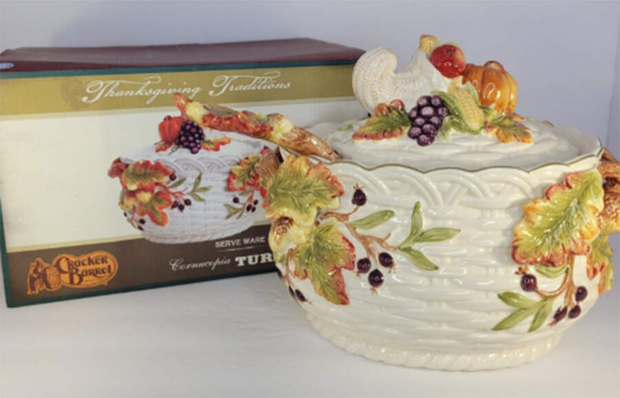 Thanksgiving Traditions Tureen & Lid w/Ladle by Cracker Barrel-1