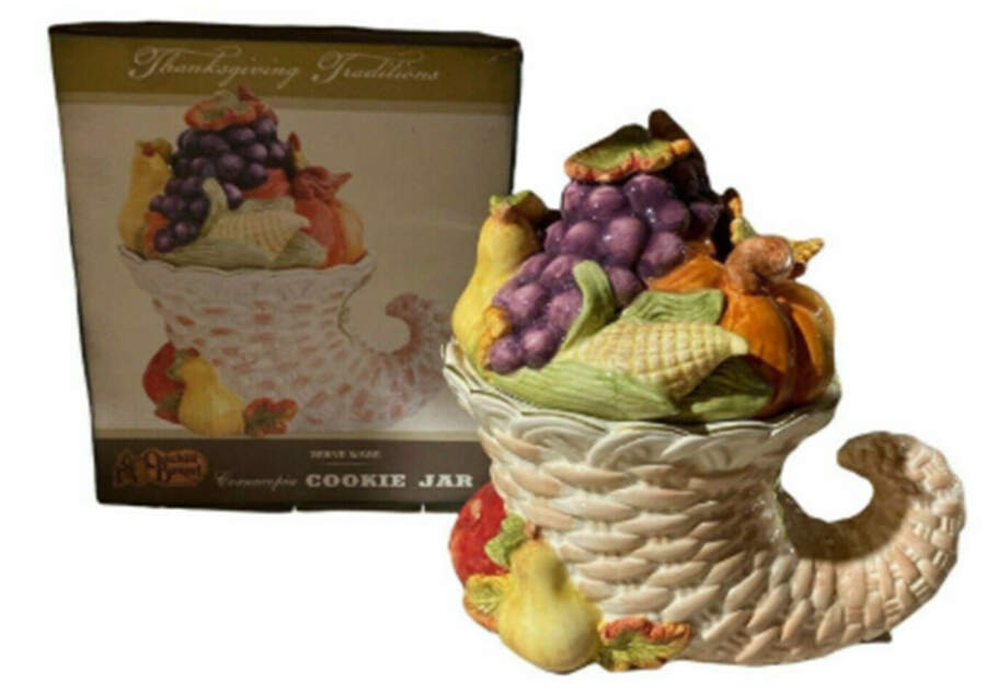 Thanksgiving Traditions Cookie Jar & Lid by Cracker Barrel-1
