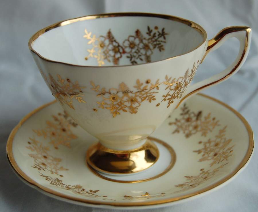 1195 Footed Cup & Saucer Set by Clare (England)-1