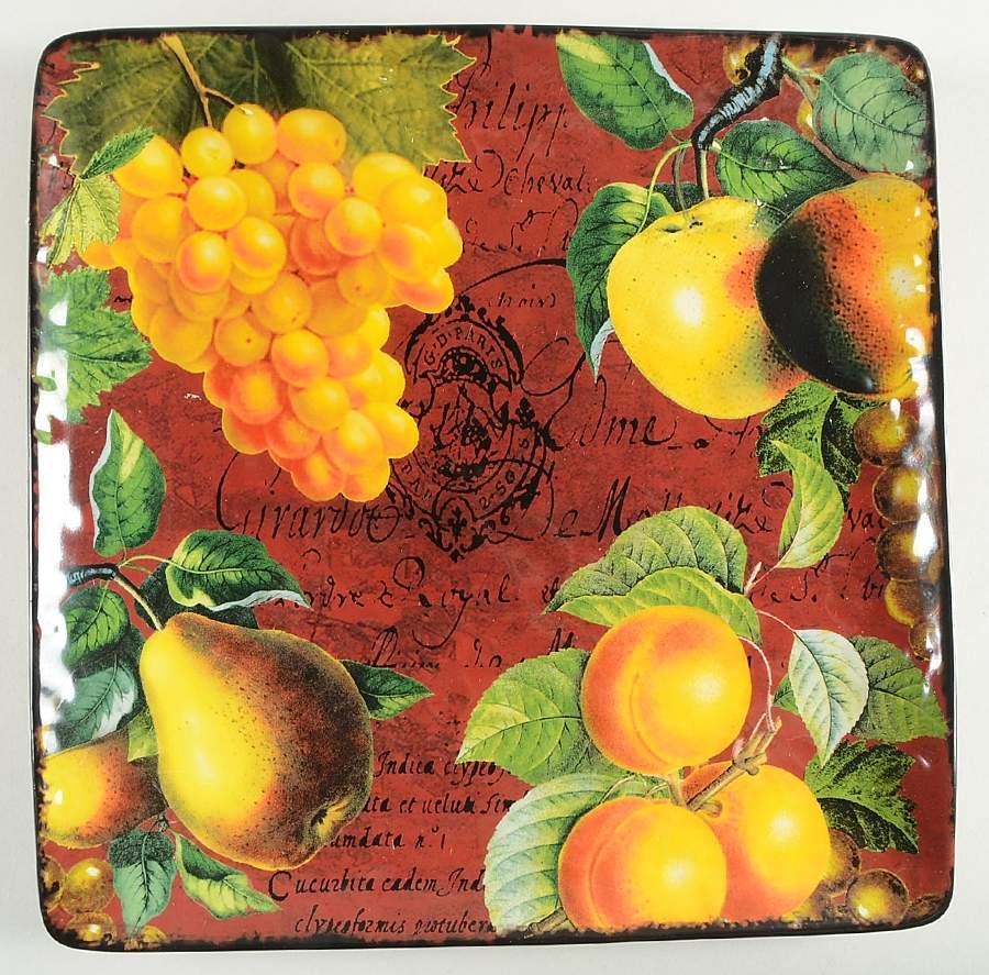 Botanical Fruit 12" Square Serving Platter by Certified International-1