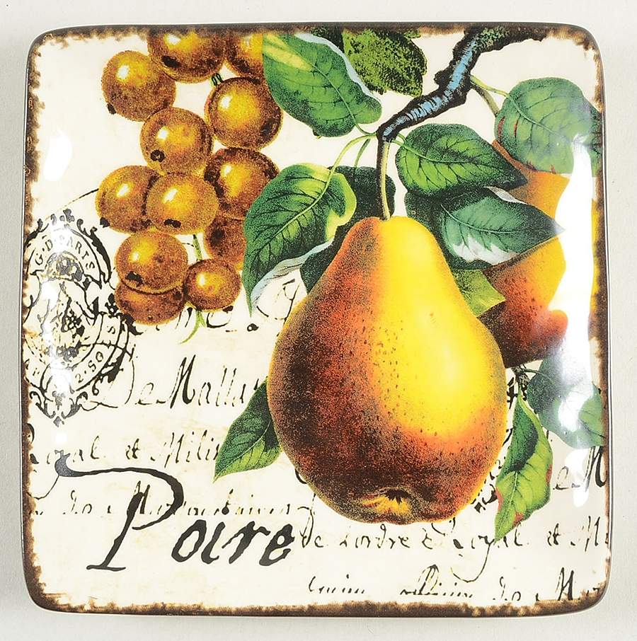 Botanical Fruit Square Canape Plate by Certified International-1