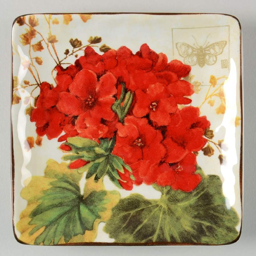 Geraniums Square Canape Plate by Certified International-1