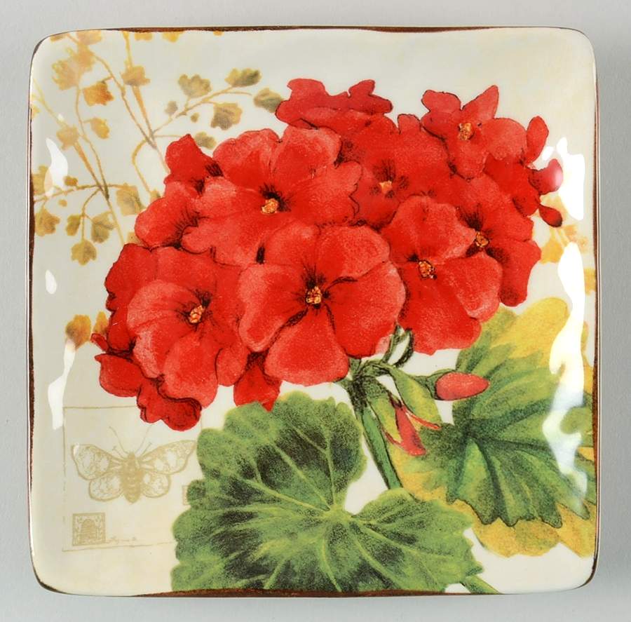Geraniums Square Canape Plate by Certified International-1