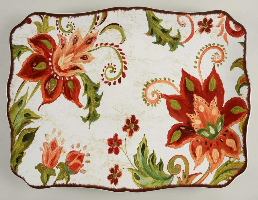 Spice Flowers 16" Rectangular Serving Platter by Certified International-1
