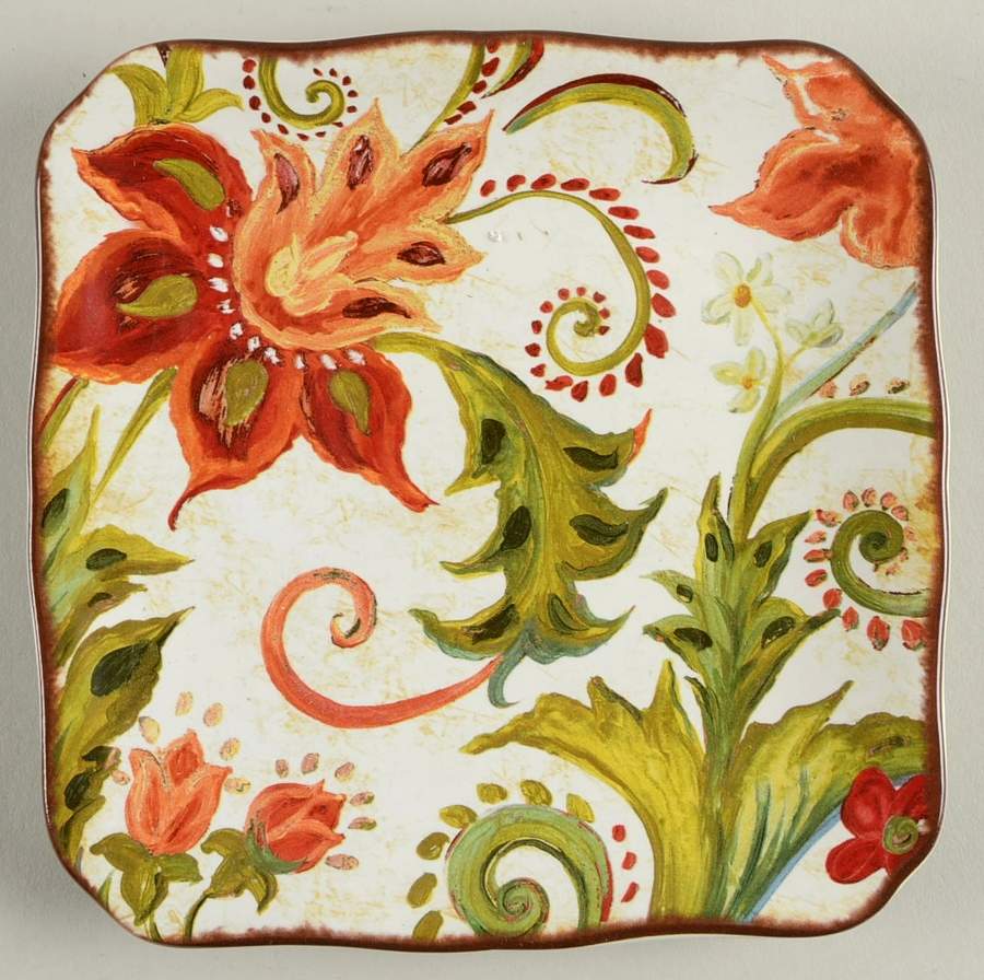 Spice Flowers Square Canape Plate by Certified International-1