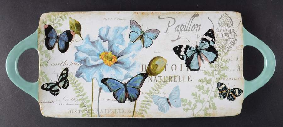 Tuileries Garden 15" Rectangular Handled Tray by Certified International-1