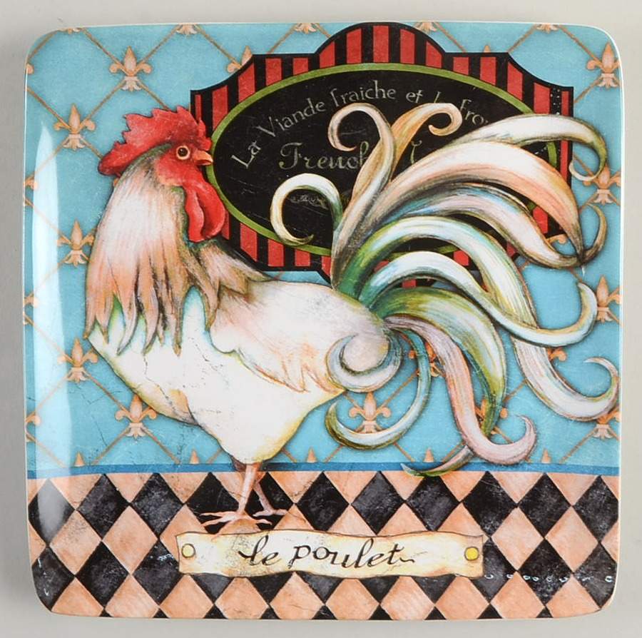 French Barnyard Square Salad/Dessert Plate by Certified International-1