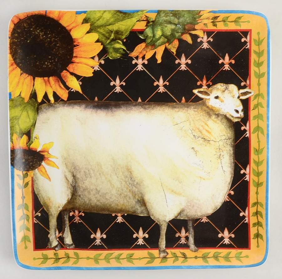 French Barnyard Square Dinner Plate by Certified International-1