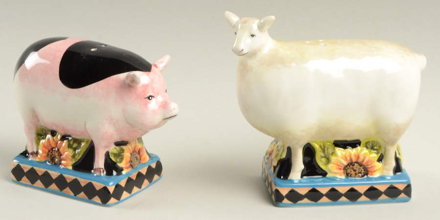 French Barnyard Figural Salt and Pepper by Certified International-1