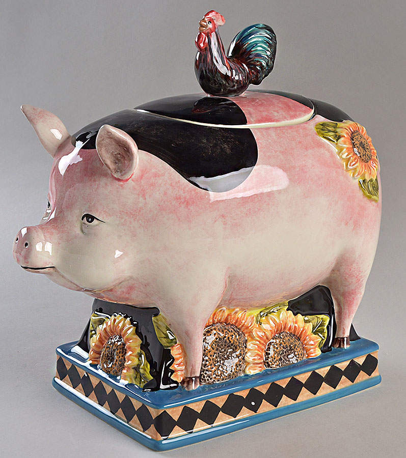French Barnyard Figural Cookie Jar & Lid by Certified International-1