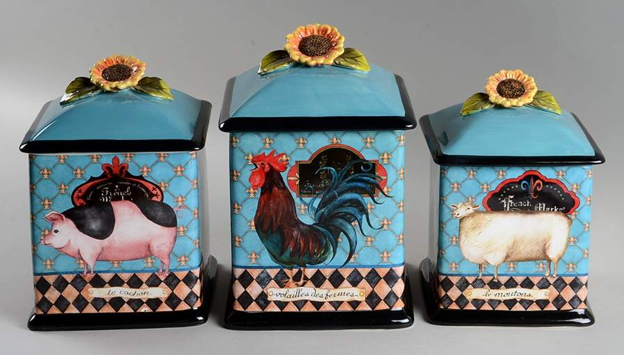 French Barnyard (3 Piece) Canister Set (Box Set) by Certified International-1