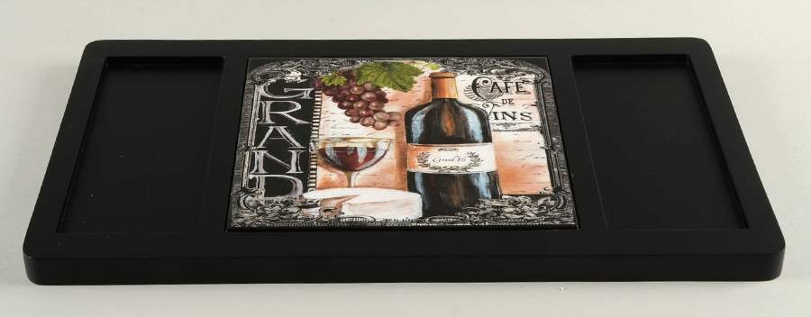 Grand Vin Wood Cheese Board with Ceramic Tile by Certified International-1