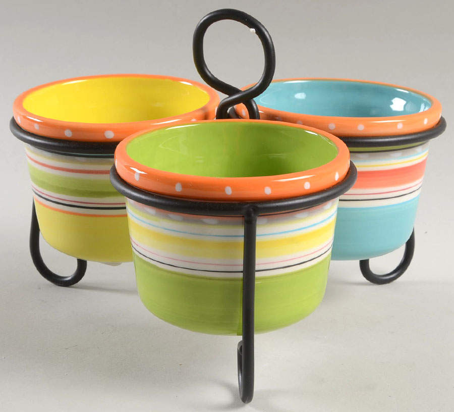 Mariachi Condiment Bowl - Set of 3 Motifs & Metal Stand by Certified International-1