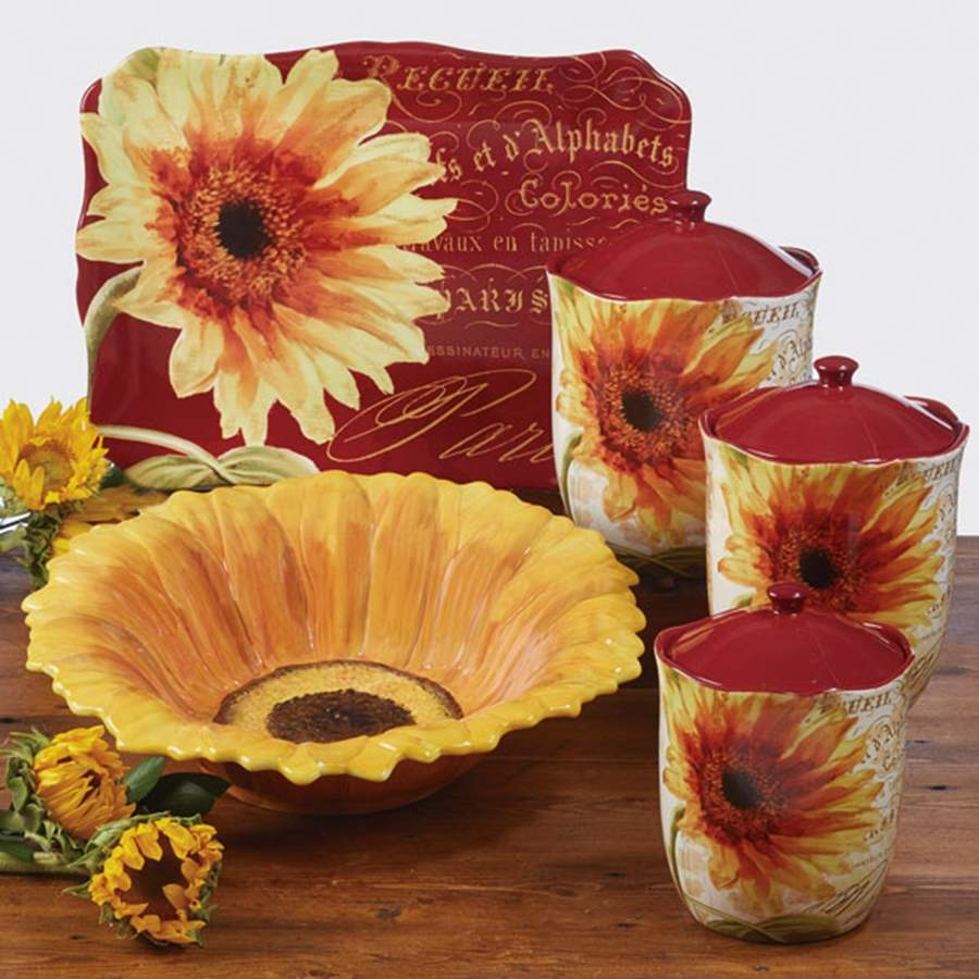 Paris Sunflower 15" Round Figural Serving Bowl by Certified International-1
