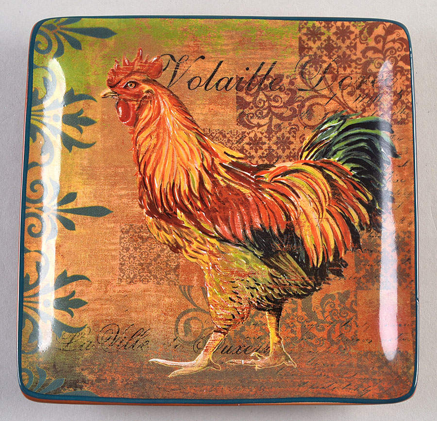 Rustic Rooster Square Canape Plate by Certified International-1