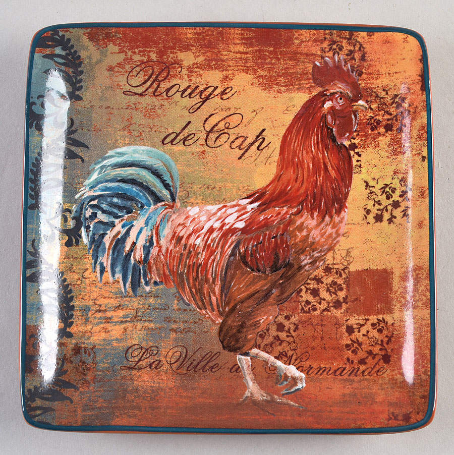 Rustic Rooster Square Canape Plate by Certified International-1
