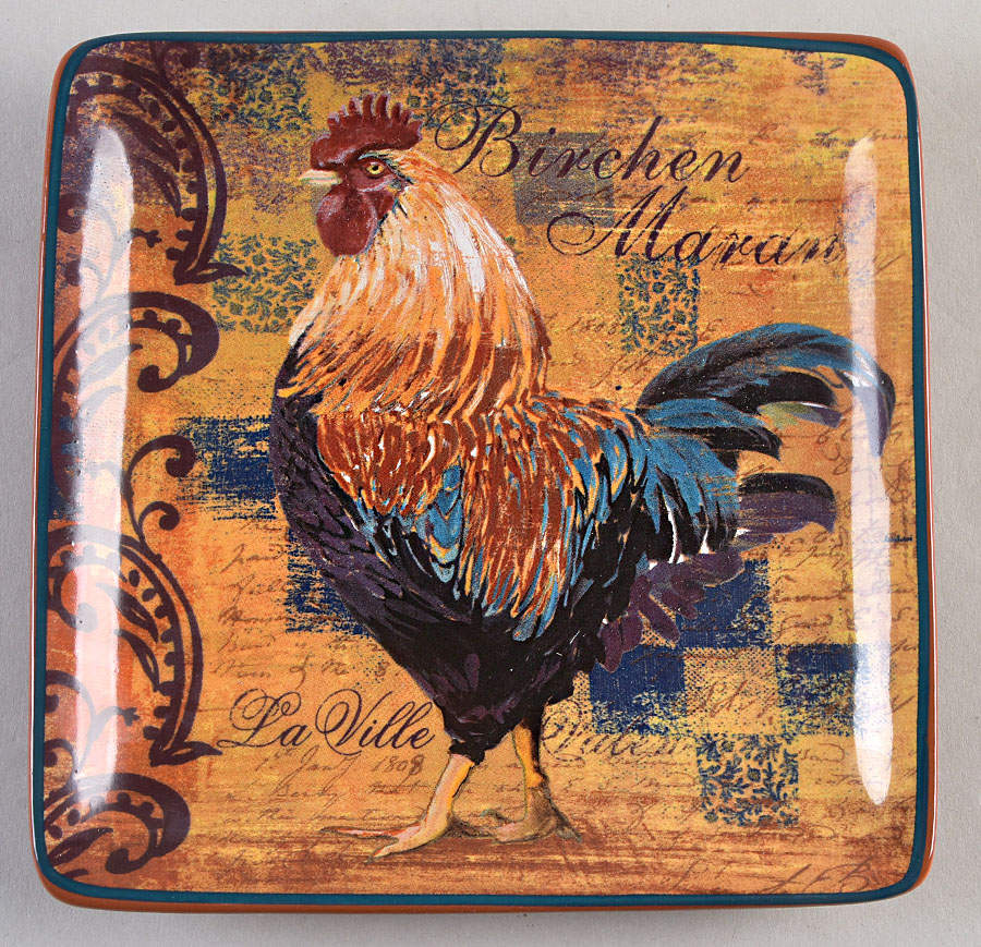 Rustic Rooster Square Canape Plate by Certified International-1