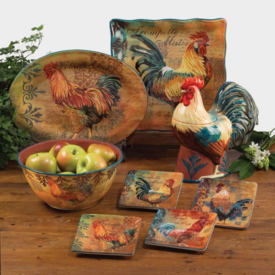Rustic Rooster 13" Square Serving Platter by Certified International-1