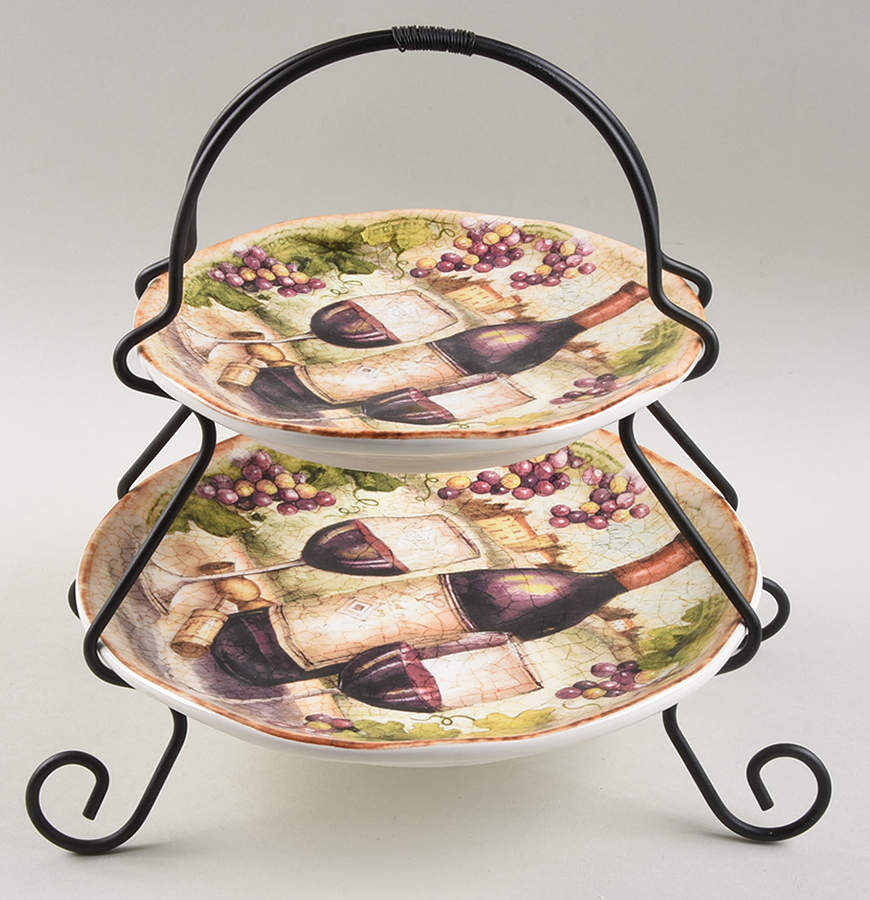 Sanctuary Wine 2 Tier Server Plates & Metal Stand by Certified International-1